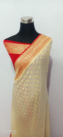 Half White Khaddi Georgette Silk Saree