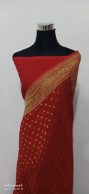 Red Pure Khaddi Georgette Silk Saree