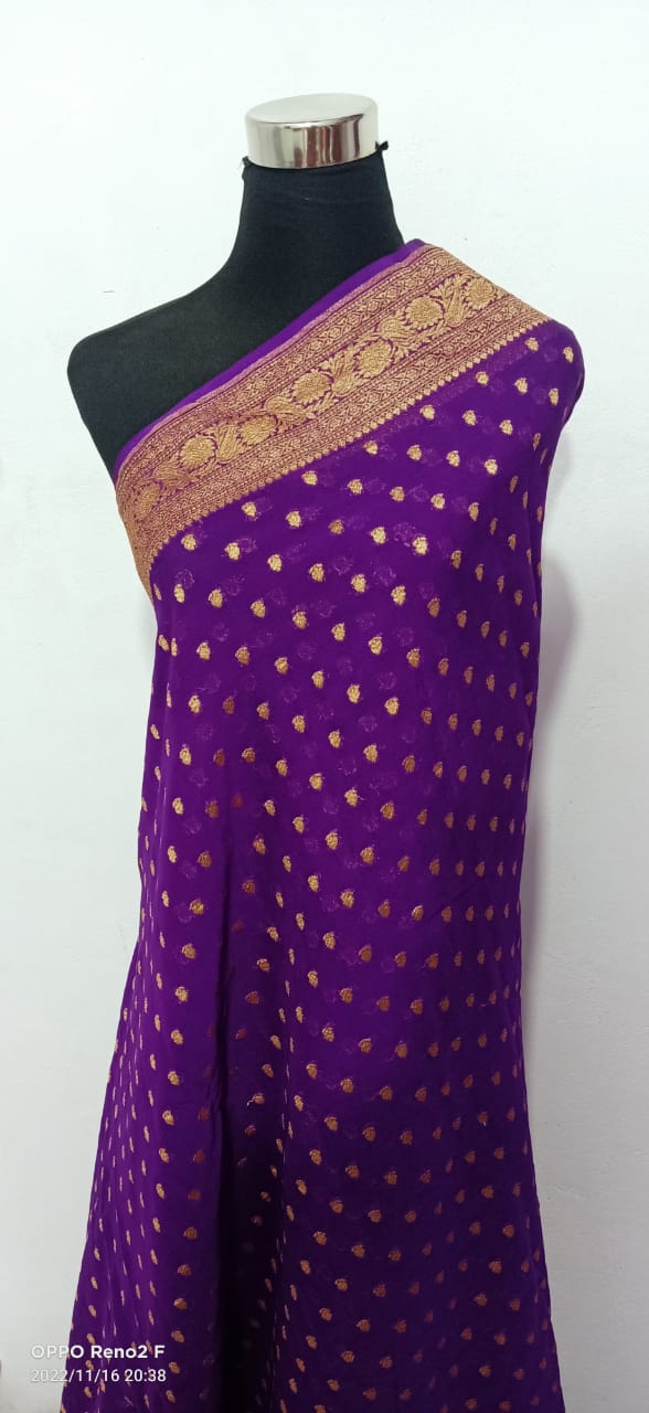 Purple Pure Khaddi Georgette Silk Saree