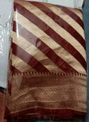 Maroon Khaddi Georgette Silk Saree Laheriya Pattern Water Zari Weaving