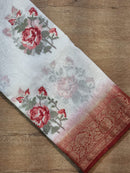 Banarasi Linen Silk Saree with Embroidery Butta