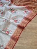 Banarasi Linen Silk Saree with Embroidery Butta