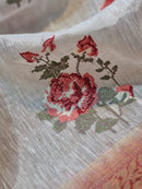 Banarasi Linen Silk Saree with Embroidery Butta