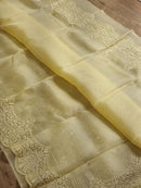 Yellow Organza Saree with Embroidery Torani Pearl Scallop Border