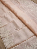 Pastel Peach Organza Saree with Embroidery Torani Pearl Scallop Border