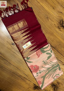Half White Soft Silk Saree with Unquie Ikkat Weaving Style