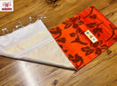 Orange Soft Silk Saree with Unquie Ikkat Weaving Style