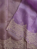 Lavender Organza Saree with Embroidery Torani Pearl Scallop Border