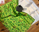 Green Soft Silk Saree with Unquie Ikkat Weaving Style