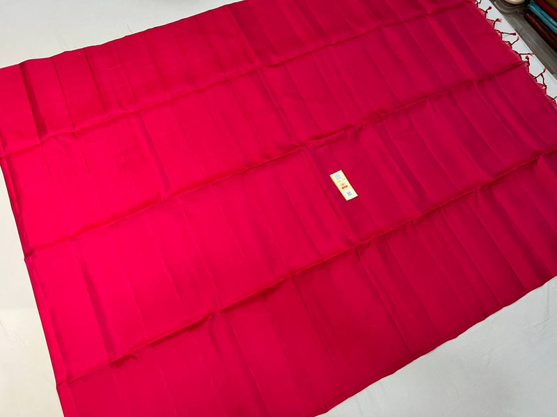 Dual Shade Pink Plain Soft Silk Saree