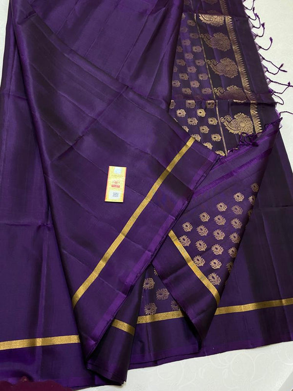 Purple Plain Soft Silk Saree with Designer Pallu and Designer Blouse