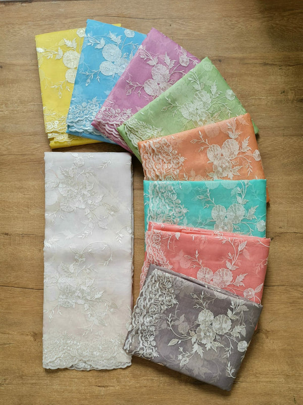 Organza Sarees With Embroidery Jaal Cutwork