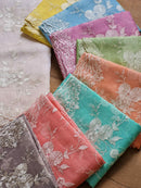 Organza Sarees With Embroidery Jaal Cutwork