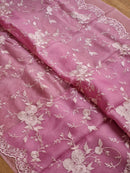 Pink Organza Saree With Embroidery Jaal Cutwork Design