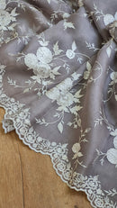 Purple Organza Saree With Embroidery Jaal Cutwork Design