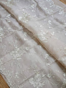 White Organza Saree With Embroidery Jaal Cutwork Design