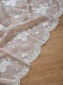 White Organza Saree With Embroidery Jaal Cutwork Design