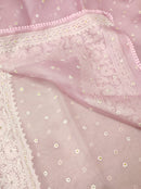 Pink Organza Saree with Minimal Embroidery Work