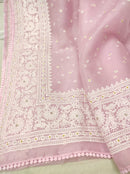 Pink Organza Saree with Minimal Embroidery Work