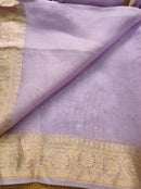 Lavender Organza Saree with Reshmi Zari Banarasi Border and Chikankari Embroidery work