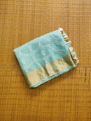 Blue Organza Saree with Reshmi Zari Banarasi Border and Chikankari Embroidery work