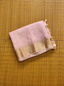 Pink Organza Saree with Reshmi Zari Banarasi Border and Chikankari Embroidery work