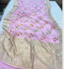 Pink Khaddi Georgette Silk Saree with Meenakari Butta