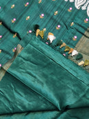 Green Tussar Silk Saree with Embroidery Border and Butta