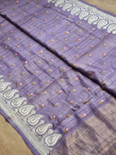 Lavender Tussar Silk Saree with Embroidery Border and Butta