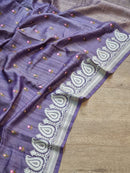 Lavender Tussar Silk Saree with Embroidery Border and Butta
