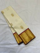 Half White Korvai Kanchipuram Pure Silk Saree
