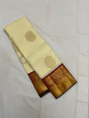 Half White Korvai Kanchipuram Pure Silk Saree