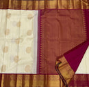Half White Korvai Kanchipuram Pure Silk Saree