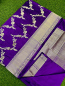 Catalogue - Pure Handloom Banarasi Katan Silk Saree with Kadwa Aada Work