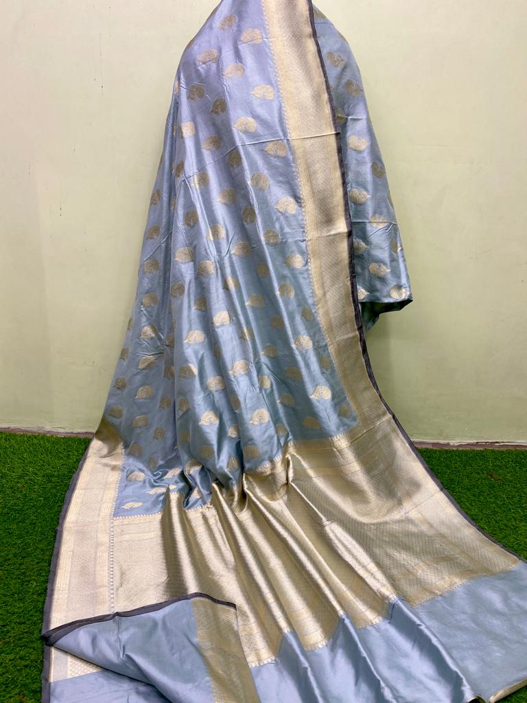 Catalogue - Pure Handloom Banarasi Katan Silk Saree with Kadwa Aada Work