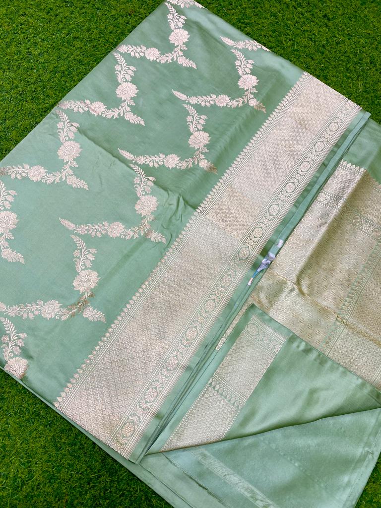 Catalogue - Pure Handloom Banarasi Katan Silk Saree with Kadwa Aada Work