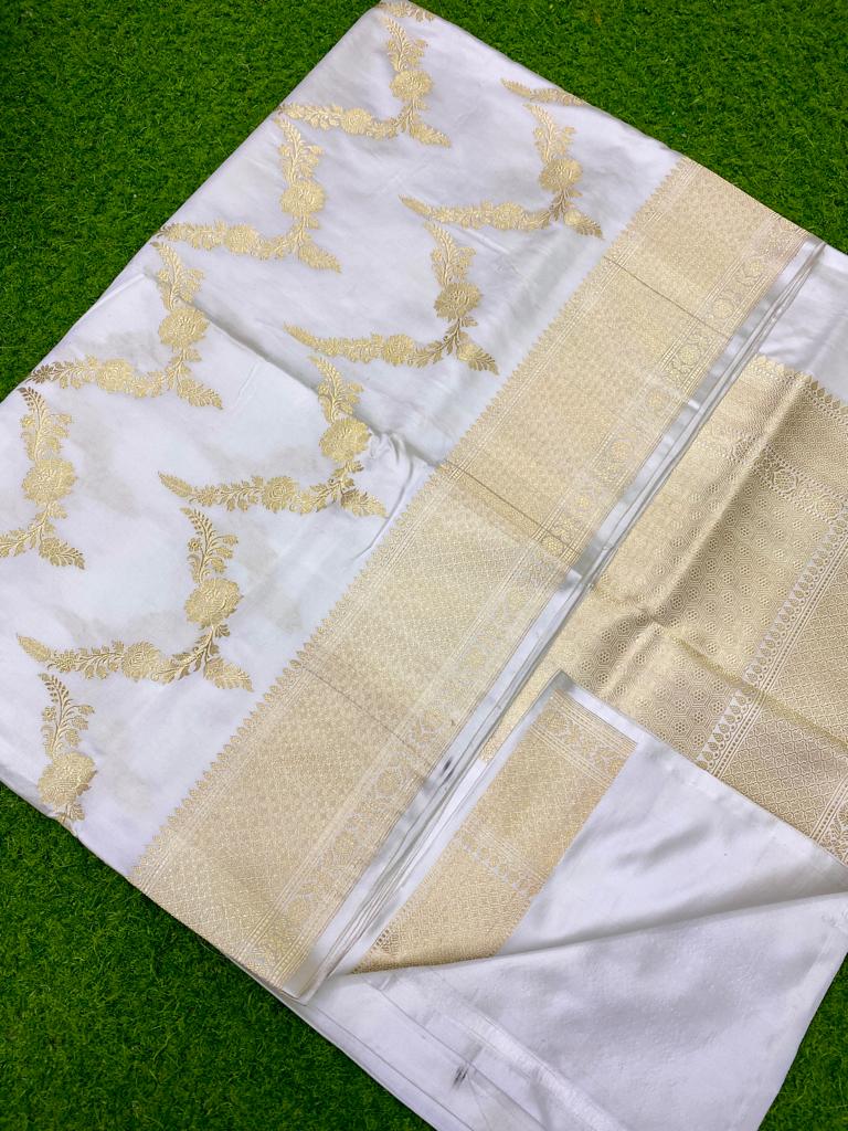 Catalogue - Pure Handloom Banarasi Katan Silk Saree with Kadwa Aada Work