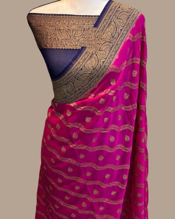Pink Khaddi Georgette Silk Saree Fancy Design
