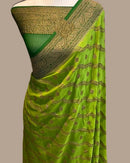 Green Khaddi Georgette Silk Saree Fancy Design