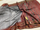 Pure Tussar Silk Saree with Contrast Ikkat Style Temple Border