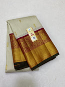 Half White Handloom Korvai Kanchipuram Silk Saree