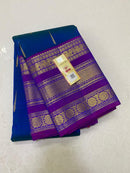 Dual Shade Peacock Blue Kanchipuram Silk Saree