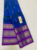 Dual Shade Peacock Blue Kanchipuram Silk Saree