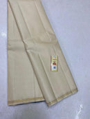 Half White Plain Handloom Kanchipuram Silk Saree with Dual Colour Pallu