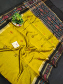 Pure Raw Silk Saree with Ikkat Border