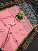 Pure Raw Silk Saree with Ikkat Border