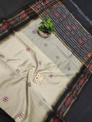 Pure Raw Silk Saree with Ikkat Border