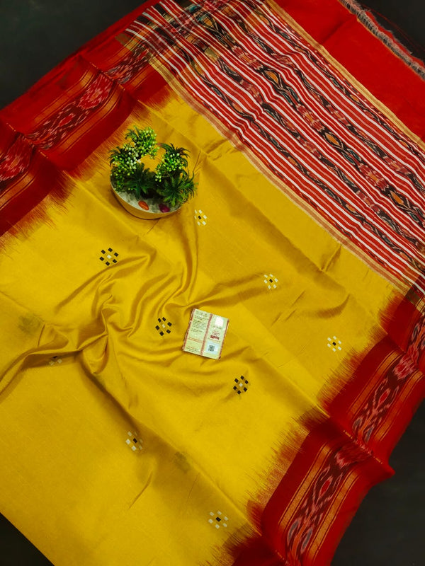 Pure Raw Silk Saree with Ikkat Border