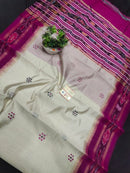 Pure Raw Silk Saree with Ikkat Border