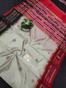 Pure Raw Silk Saree with Ikkat Border